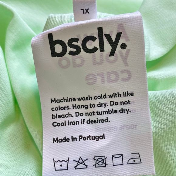 bscly. Organic Cotton Light Neon Green Crewneck Tee - Men’s Size XL - Picture 3 of 4